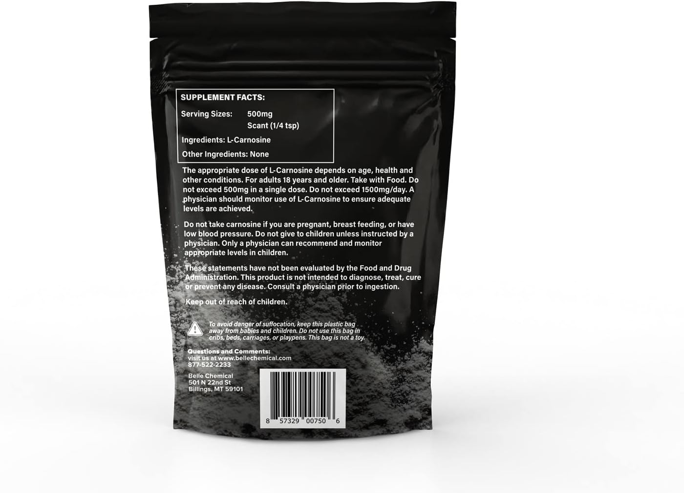 4 Ounce Belle Chemical Pure L-Carnosine Powder - Pharmaceutical Grade for Anti-Aging and Cognitive Health