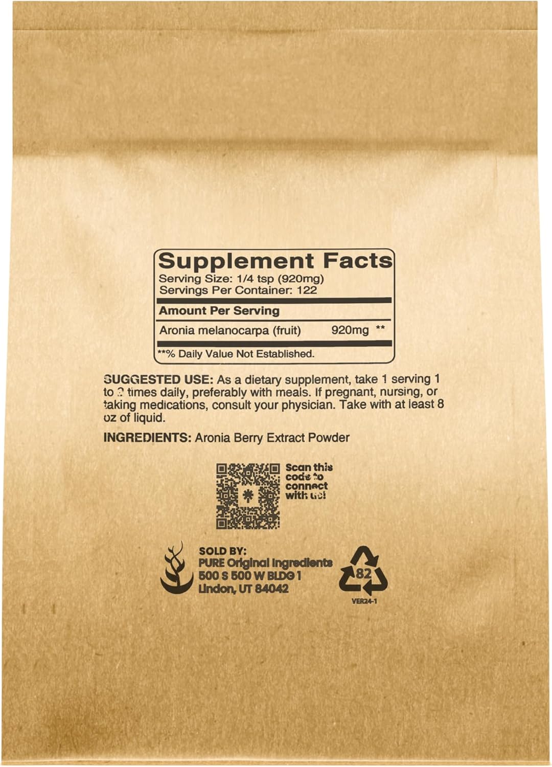 4 oz Aronia Berry Powder - Pure Original Ingredients, No Additives or Fillers - Fruit Supplement Extract