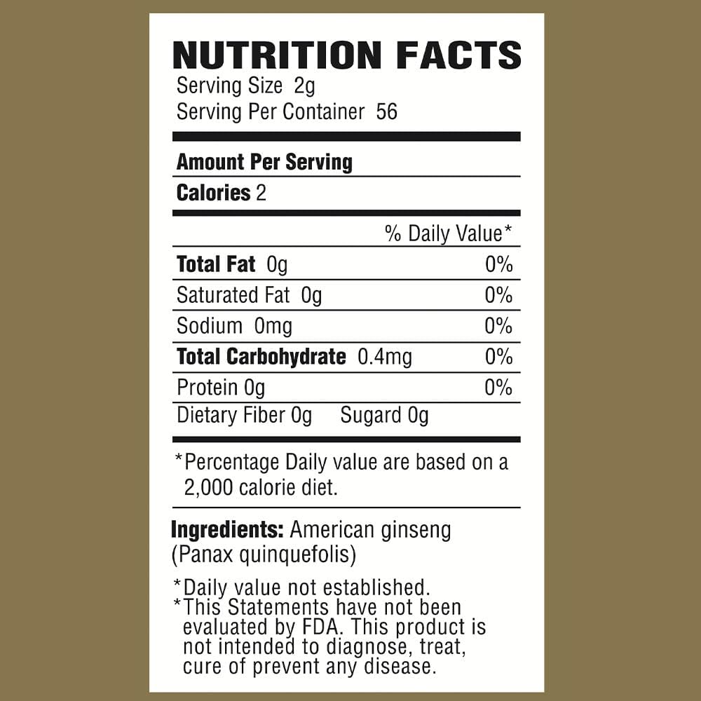 4 oz. Bag of Non-GMO Wisconsin Ginseng Powder for Soups, Teas, Coffee, Juices, Smoothies - Zen American Ginseng Extract - Gluten Free