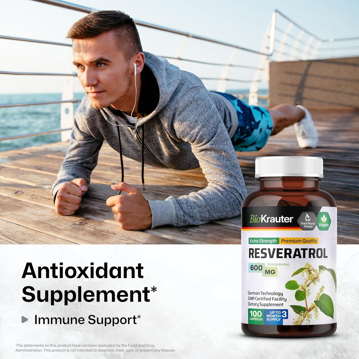 4 oz. BIO KRAUTER Lung Detox Tincture + 100 Resveratrol Capsules Set