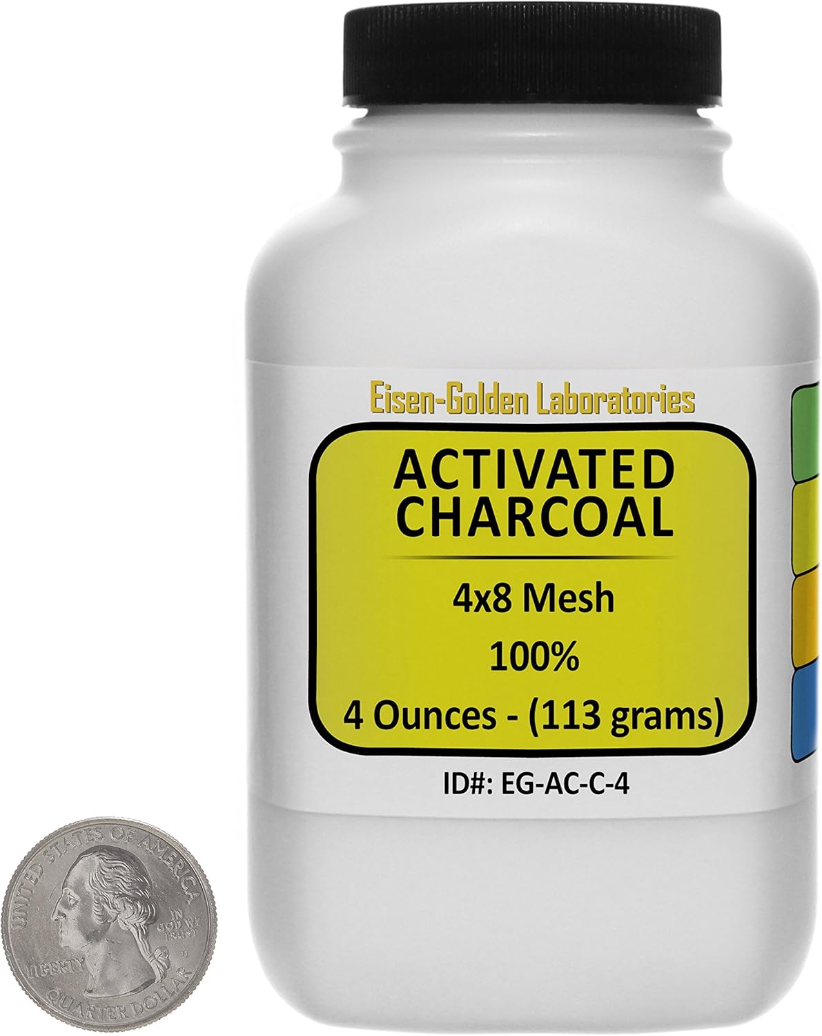 4 Oz Course Granules Activated Charcoal [C] 100% ACS Grade by Eisen-Golden Laboratories - USA Made