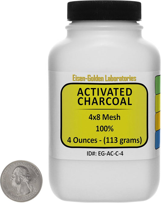 4 Oz Course Granules Activated Charcoal [C] 100% ACS Grade by Eisen-Golden Laboratories - USA Made