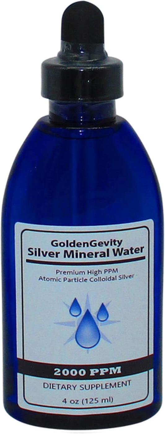 4 oz GoldenGevity 2000 PPM Bioactive Atomic Colloidal Silver | Non-GMO Trace Mineral Drops Immune Support Supplement