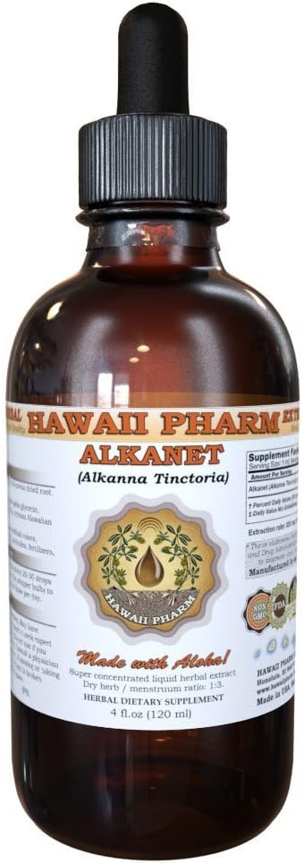 4 oz Hawaii Pharm Alkanet (Alkanna Tinctoria) Root Liquid Extract Tincture - Herbal Supplement