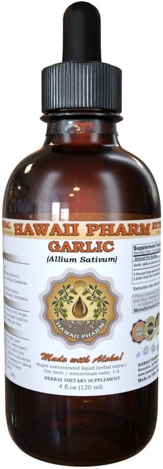 4 oz Hawaii Pharm Garlic (Allium sativum) Liquid Extract - Natural Immune Support Supplement