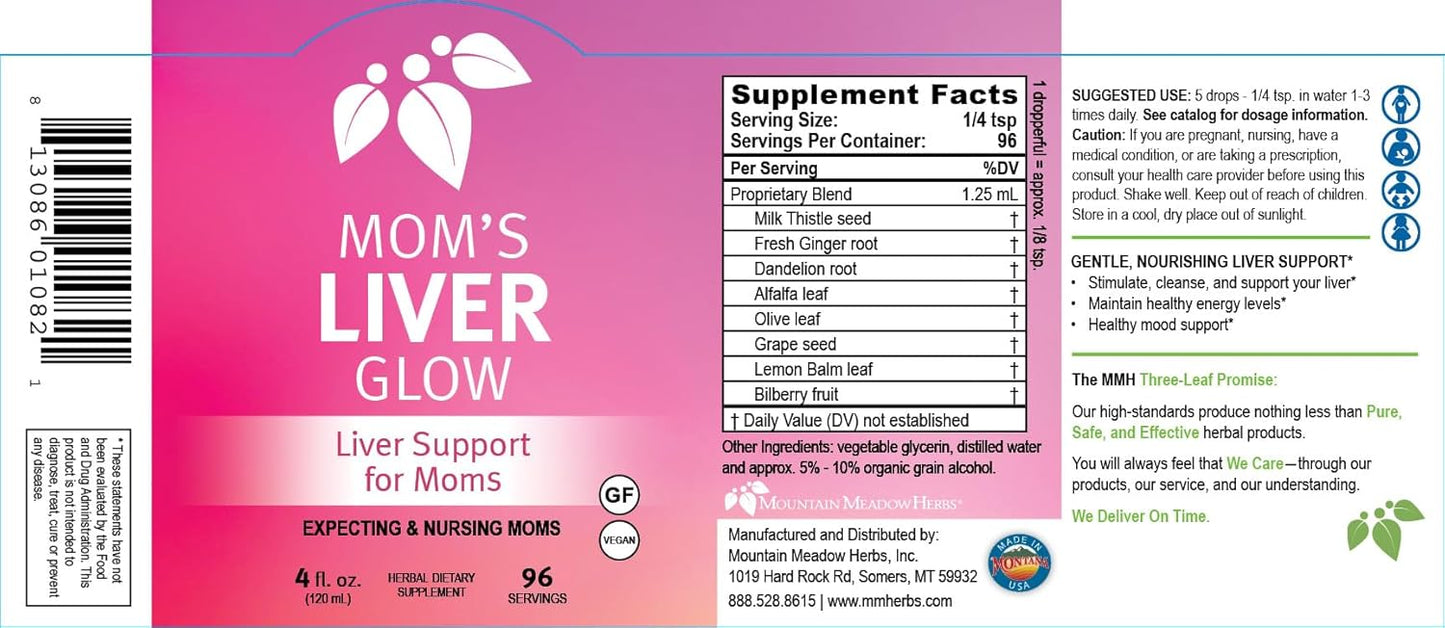4 oz Mountain Meadow Herbs Mom's Liver Glow: Advanced Detox & Regenerator for Liver Health & Function - Supports a Happy Liver