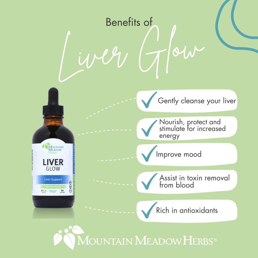 4 oz Mountain Meadow Liver Glow (Original Formula) - Advanced Liver Detoxifier and Regenerator for Optimal Liver Health and Function - Promotes a Healthy and Happy Liver