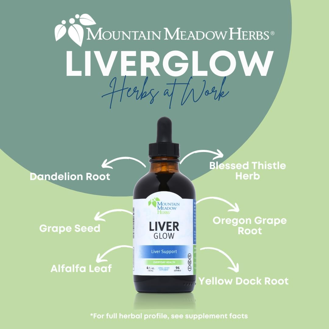 4 oz Mountain Meadow Liver Glow (Original Formula) - Advanced Liver Detoxifier and Regenerator for Optimal Liver Health and Function - Promotes a Healthy and Happy Liver