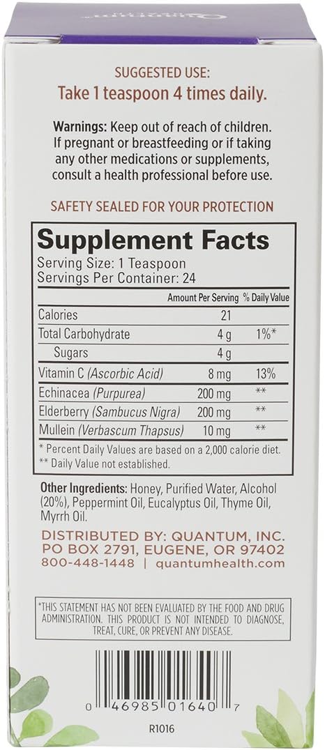 4 oz Quantum Elderberry-C Syrup for Immune Support and Wellness