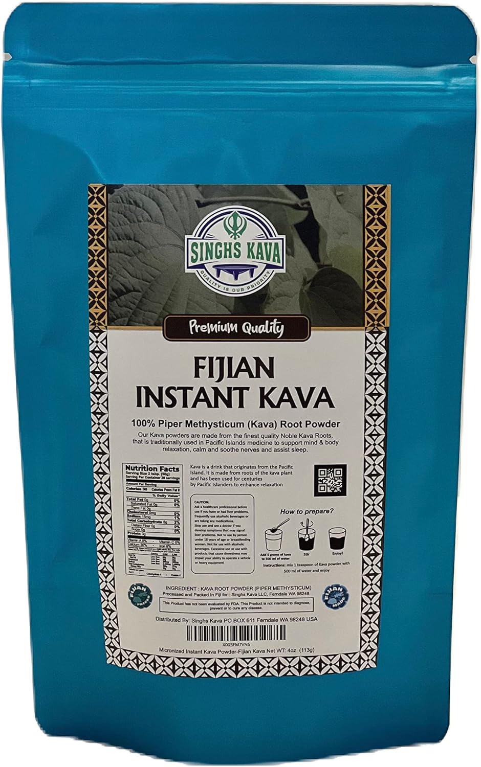 4 oz SINGHS Fijian Kava Micronized Instant Powder