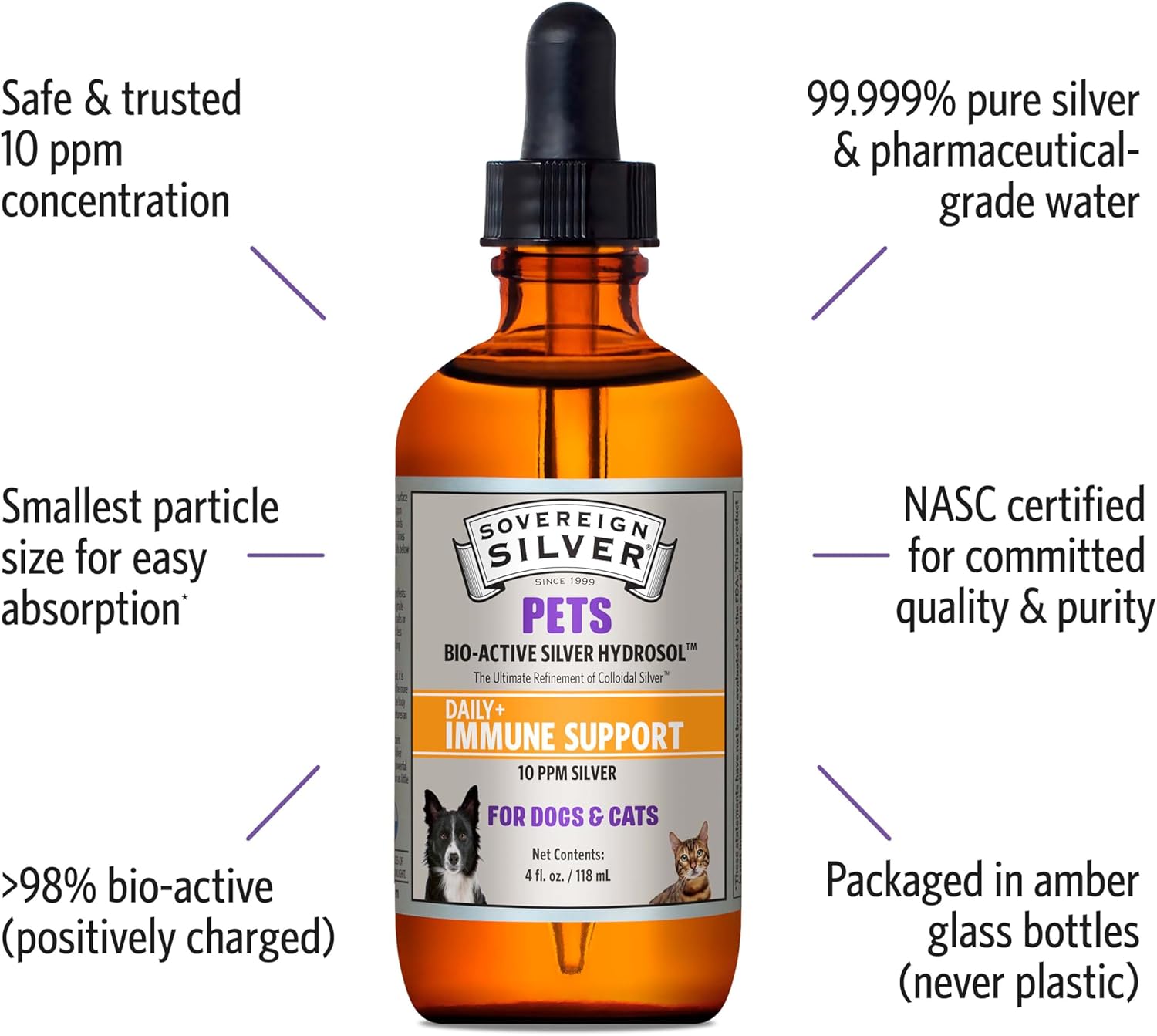 4 oz Sovereign Silver Bio-Active Silver Hydrosol for Pets - Immune Boosting Supplement