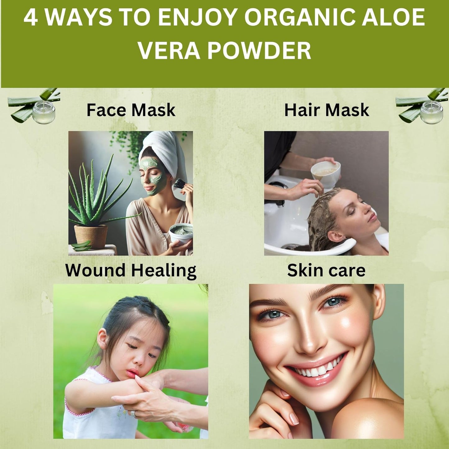 4 oz. USDA Certified Organic Aloe Vera Powder for Skin & Hair - Aloe Barbadensis - Nourishing Face Mask for Natural Beauty - Non-GMO - Spicy Organic