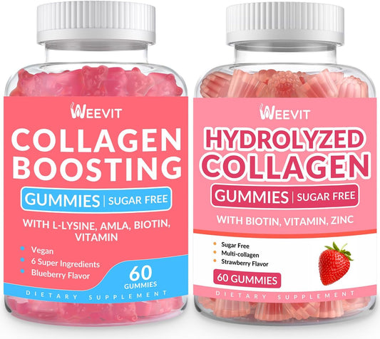 4 Pack Collagen and Collagen Boosting Gummies for Hair Skin Nails - Bundle Deal