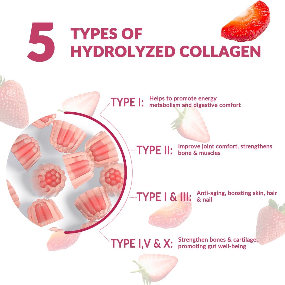 4 Pack Collagen and Collagen Boosting Gummies for Hair Skin Nails - Bundle Deal