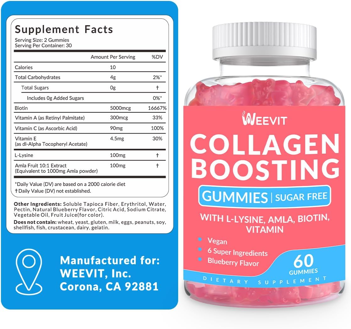 4 Pack Collagen and Collagen Boosting Gummies for Hair Skin Nails - Bundle Deal