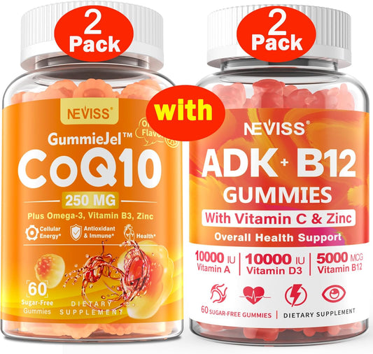 4 Pack Immune Support Gummies Bundle: CoQ10-250mg & Vitamin ADK with B12
