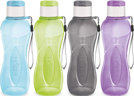4-Pack MILTON Kids Sports Water Bottles - Reusable, Leakproof, BPA-Free, 25 Oz Wide Mouth Bottles with Handle Strap for Cycling, Camping, Hiking, Gym, Yoga