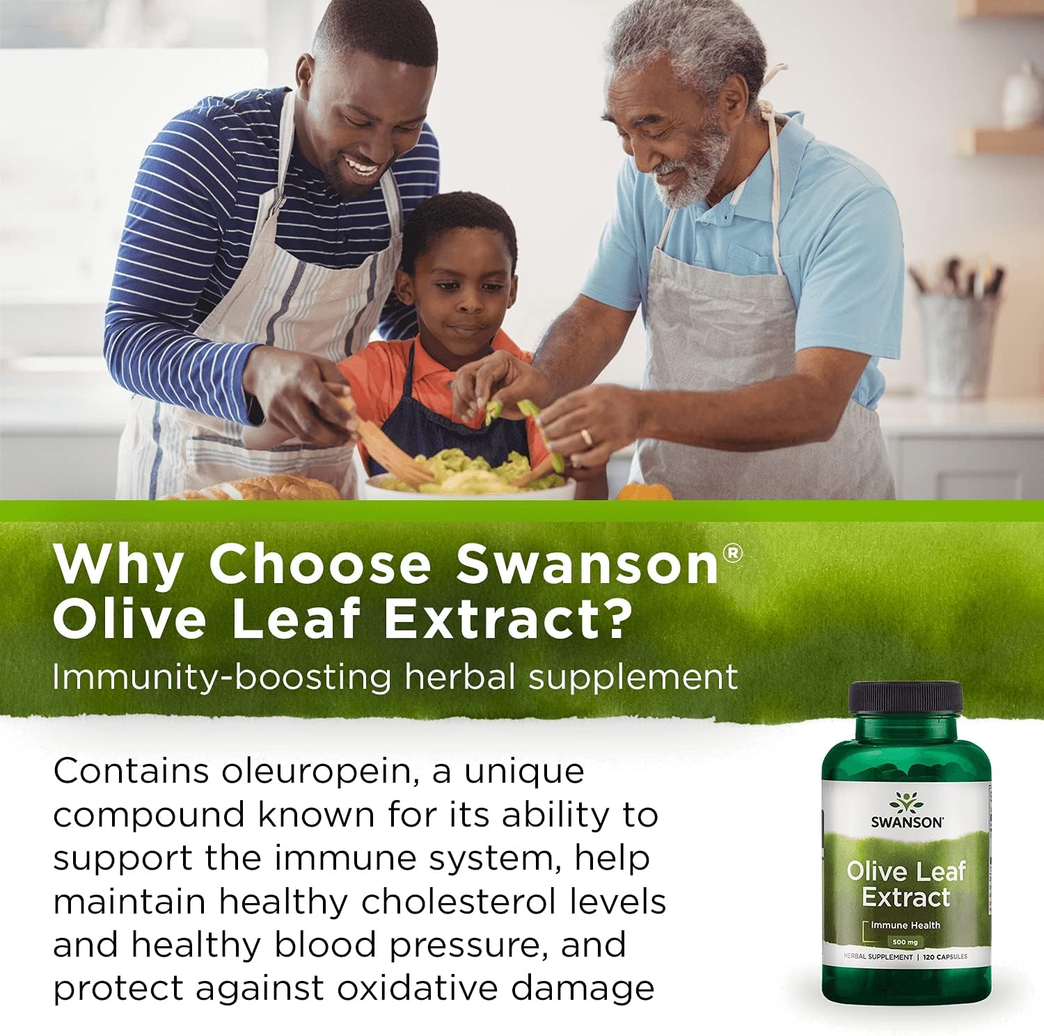 4 Pack of Swanson Olive Leaf Extract Capsules - 2 Bottles of 120 Capsules (500mg Each) - High Oleuropein Content