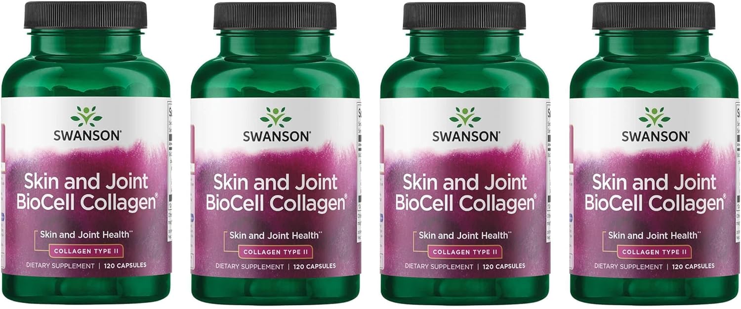 4 Pack of Swanson Skin and Joint BioCell Collagen Type II 500mg Capsules