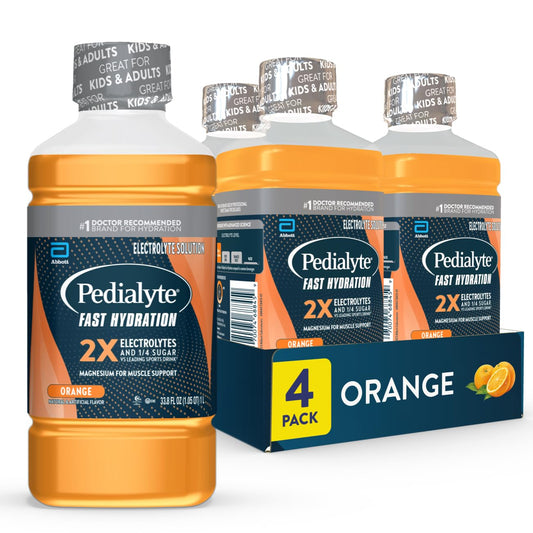 4-Pack Pedialyte Orange Fast Hydration Electrolyte Solution 33.8 Fl Oz