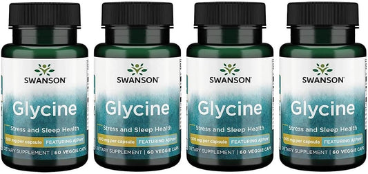 4 Pack Swanson Amino Acid Ajipure Glycine 500mg Pharmaceutical Grade Veg Capsules