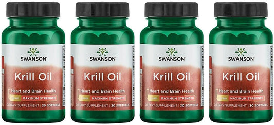 4 Pack Swanson EFAs Krill Oil Softgels - Maximum Strength 1g Omega-3 Supplement