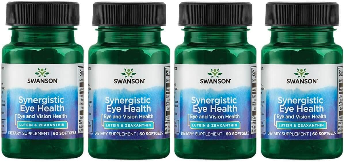 4-Pack Swanson Lutemax Lutein and OmniXan Zeaxanthin Softgels for Eye Health - Vision Support Supplement with 20mg Lutein and 2mg Zeaxanthin