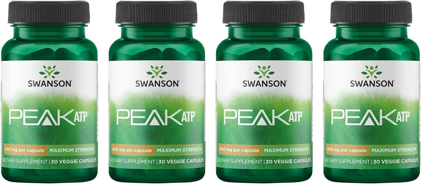 4 Pack Swanson Peak ATP Cellular Energy Support Supplement - Boost Physical Performance & Vitality - Maximum Strength Formula