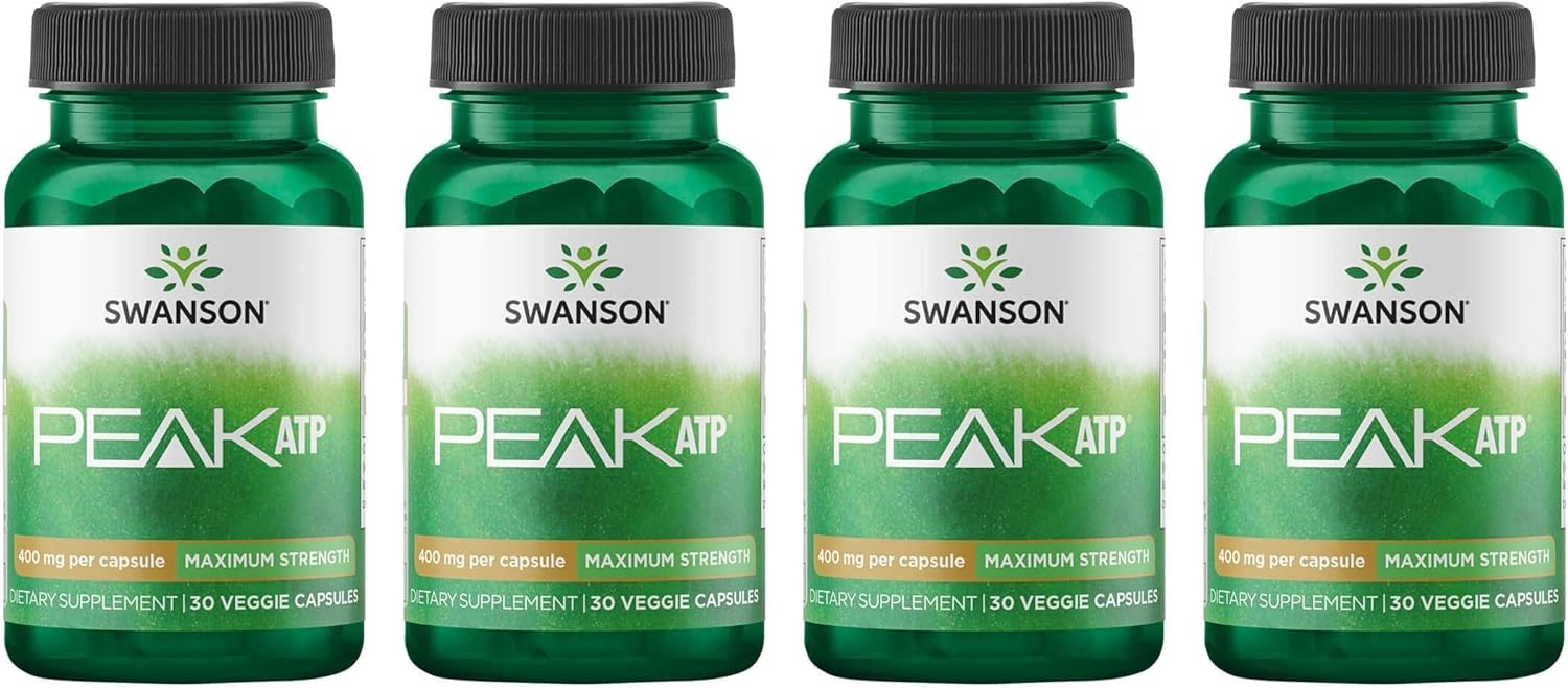 4 Pack Swanson Peak ATP Cellular Energy Support Supplement - Boost Physical Performance & Vitality - Maximum Strength Formula