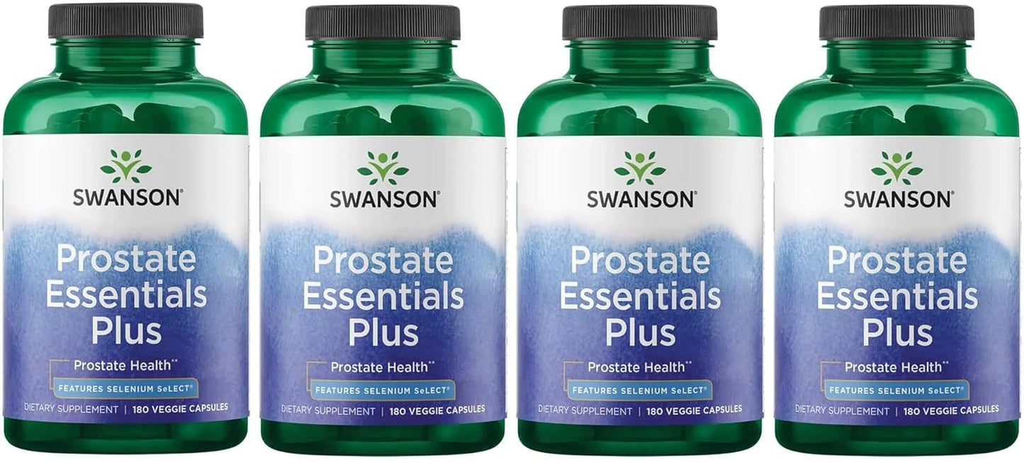4 Pack Swanson Prostate Plus - Natural Supplement for Men Supporting Healthy Urinary Tract Flow and Frequency - Promoting Overall Prostate Health - 180 Veggie Capsules