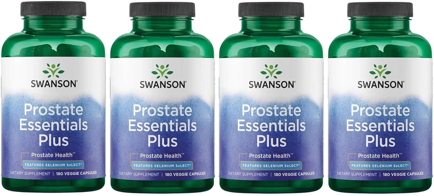 4 Pack Swanson Prostate Plus - Natural Supplement for Men Supporting Healthy Urinary Tract Flow and Frequency - Promoting Overall Prostate Health - 180 Veggie Capsules