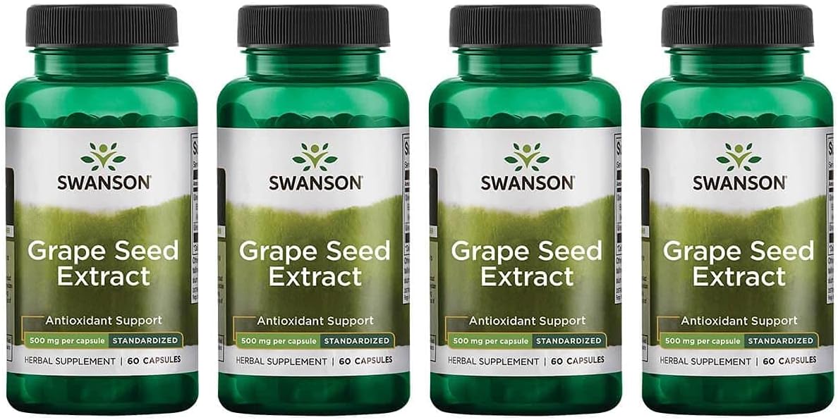 4-Pack Swanson Standardized Grape Seed Extract 500mg 60 Capsules - Antioxidant Supplement