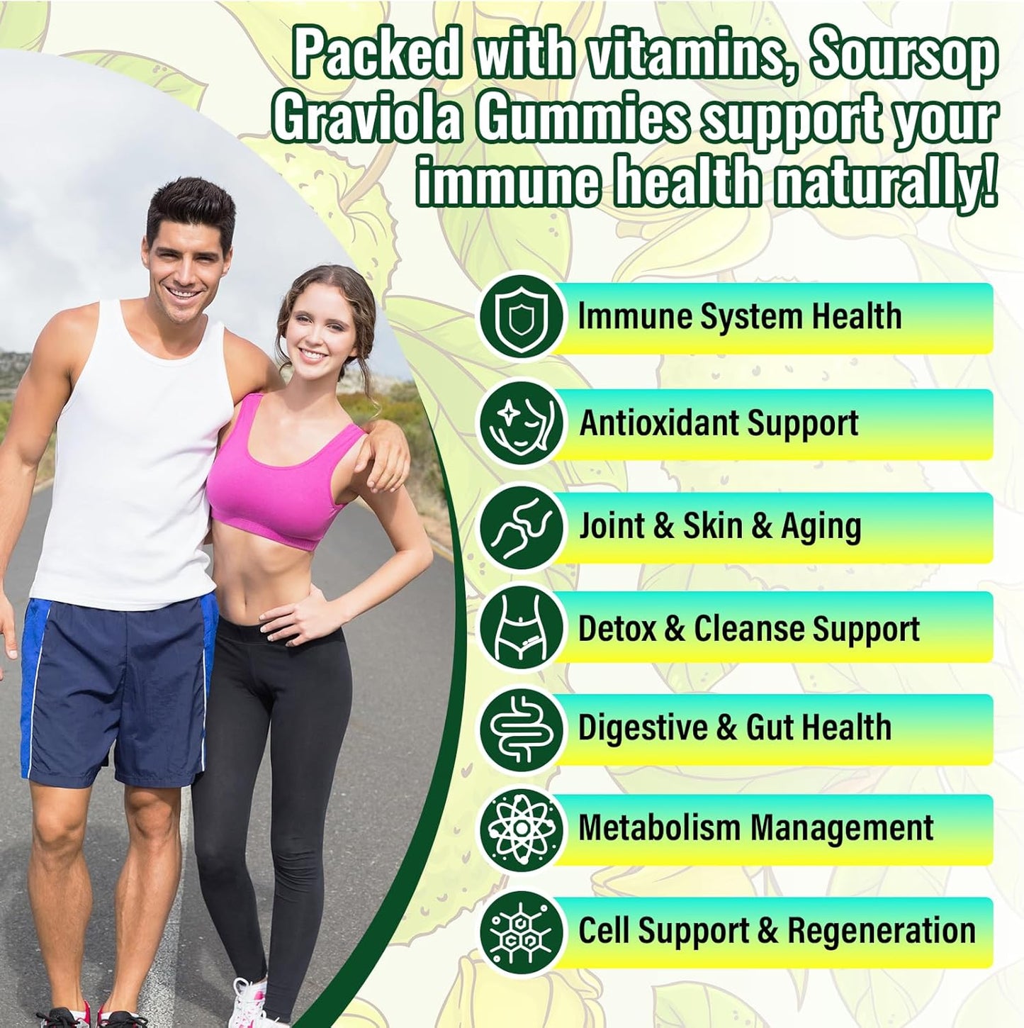 4-Pack Wesiguk Soursop Graviola Gummies with Sea Moss, Turmeric - Max Strength for Immunity & Antioxidant Support, Vegan & Gluten-Free