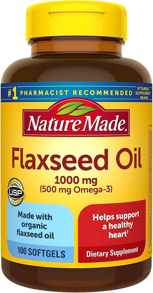4 Packs of Nature Made Flaxseed Oil 1000mg Liquid Softgels - 100 Softgels per Pack