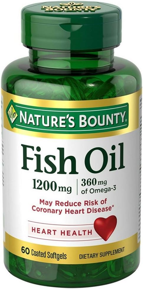 4 Packs of Nature's Bounty Fish Oil Softgels, 1200mg, 60 Count per Pack