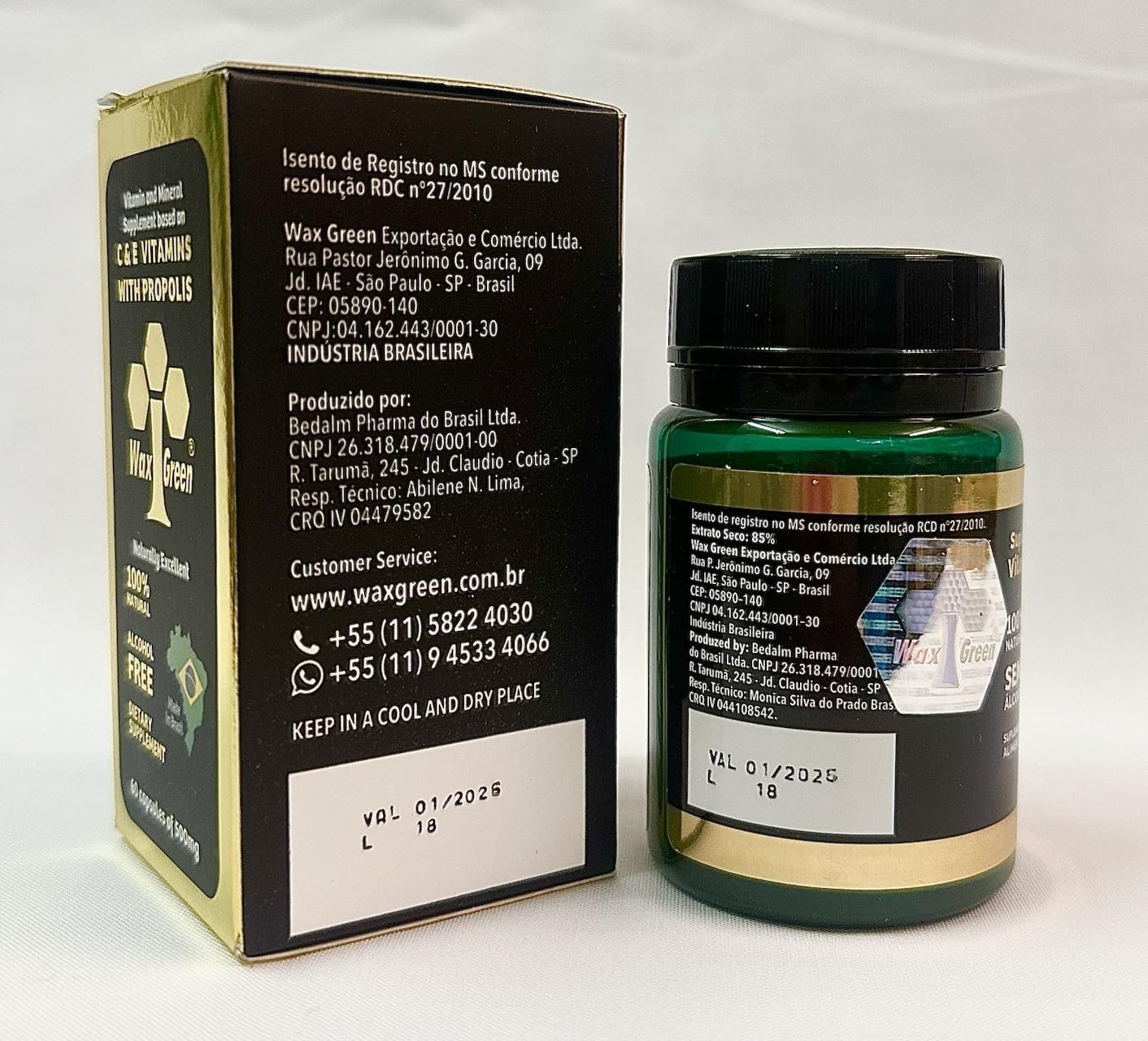 4 Packs of Wax Green Bee Propolis 500mg (240 Capsules) from Brazil