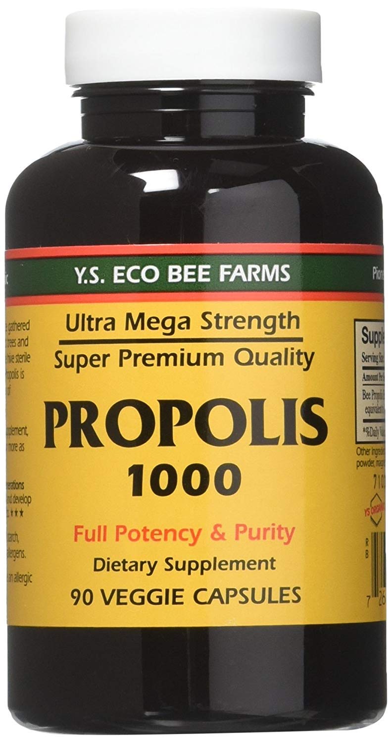 4 Packs of YS Eco Bee Farms Propolis 1000 - 90 Capsules for Immune Support
