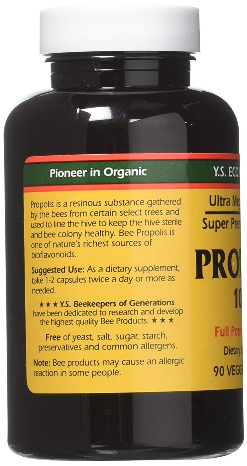 4 Packs of YS Eco Bee Farms Propolis 1000 - 90 Capsules for Immune Support