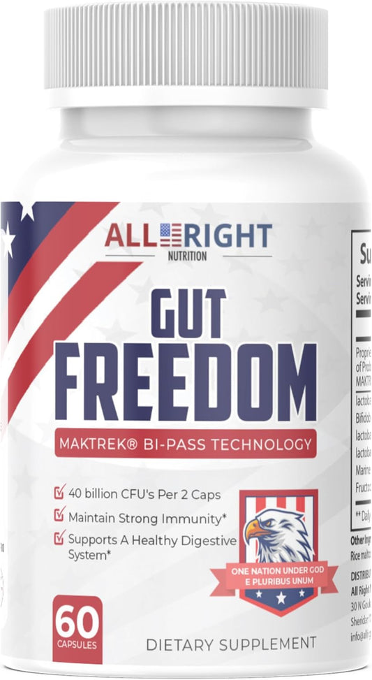 40 Billion CFU Probiotic Capsules for Gut Health by All Right Nutrition - Gut Freedom Formula
