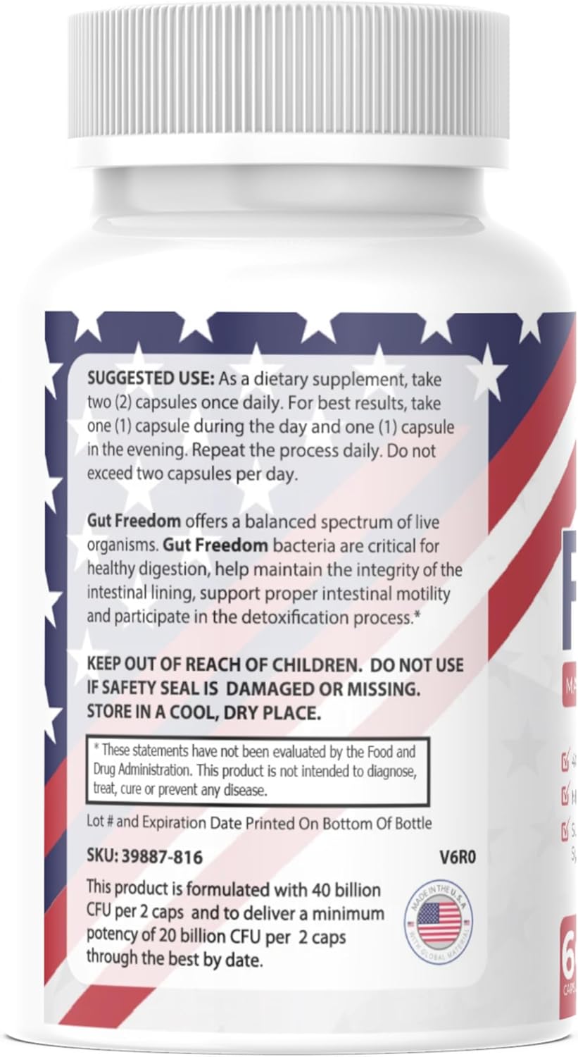 40 Billion CFU Probiotic Capsules for Gut Health by All Right Nutrition - Gut Freedom Formula