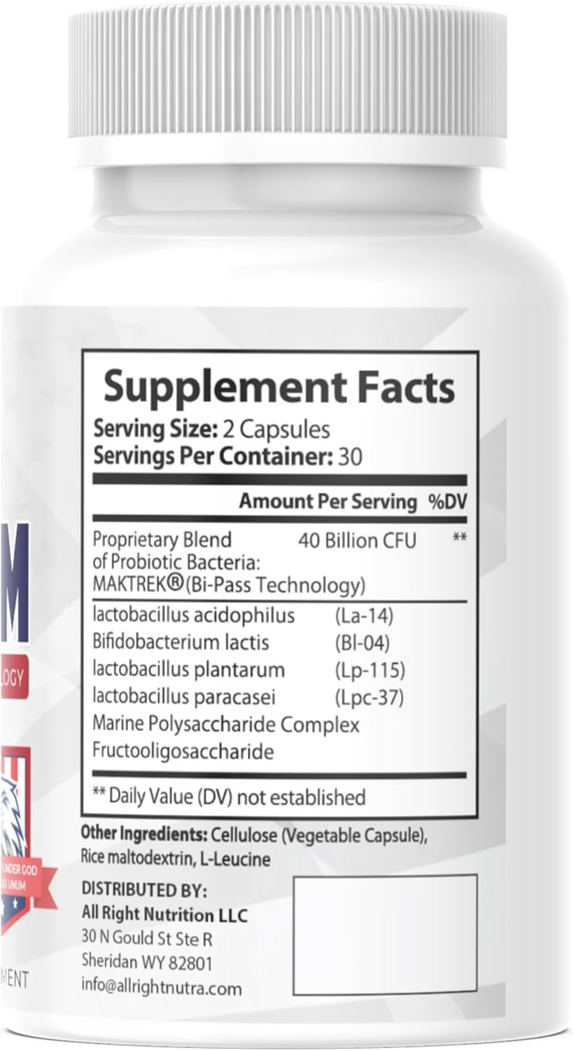 40 Billion CFU Probiotic Capsules for Gut Health by All Right Nutrition - Gut Freedom Formula