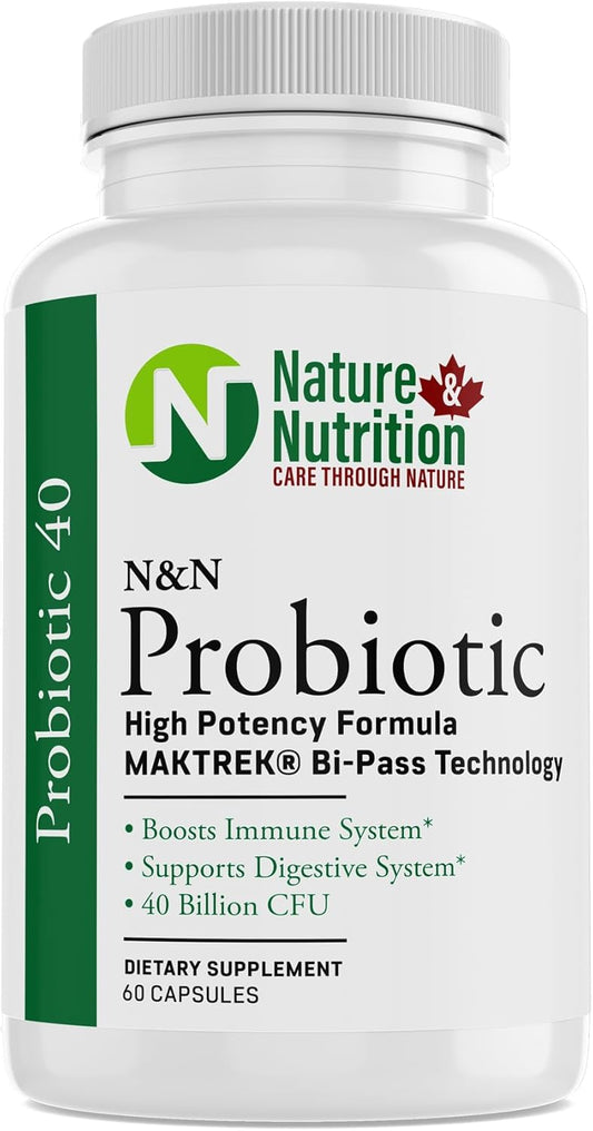 40 Billion CFU Probiotic Supplement - High Potency, 60 Capsules - Nature & Nutrition