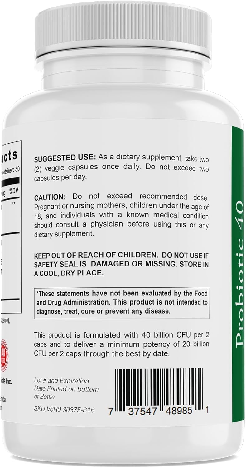 40 Billion CFU Probiotic Supplement - High Potency, 60 Capsules - Nature & Nutrition