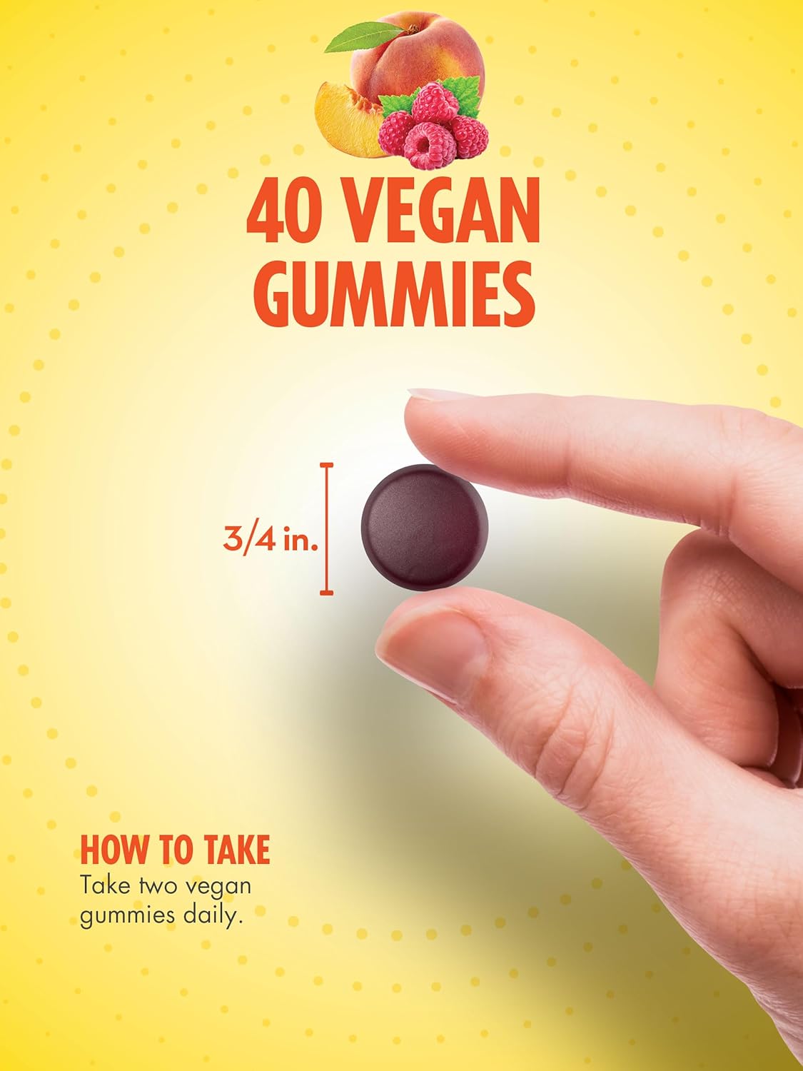 40 Count Vegan Peach Raspberry Flavor B-12 Energy Gummies | Sundance Non-GMO Gluten Free Supplement