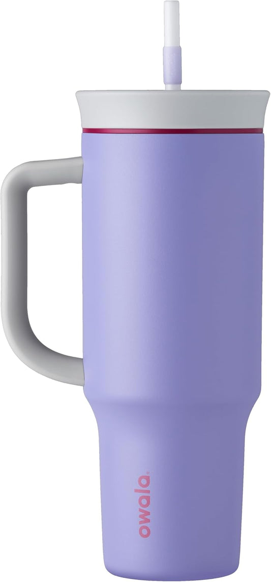 40 oz Light Purple Stainless Steel Travel Tumbler with Spill Resistant Lid and Straw