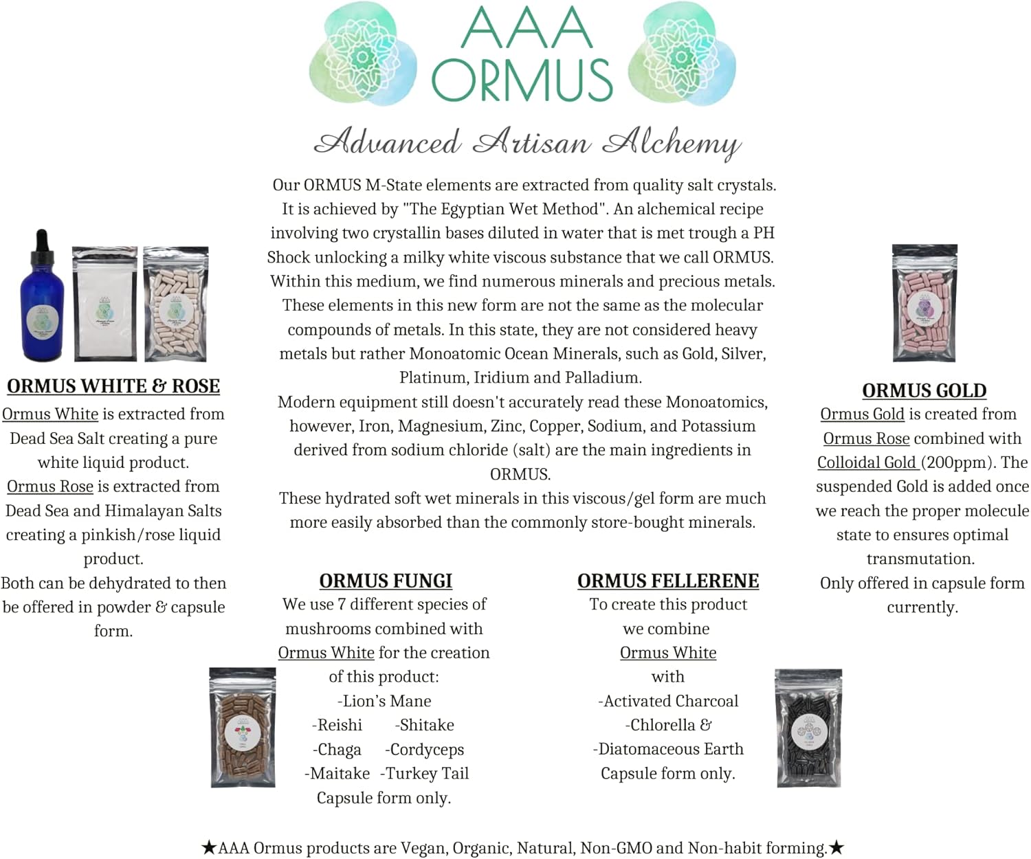 40 Vegan Monatomic Gold Capsules - ORMUS Supplement for Energy & Focus - The Philosophers Stone - AAA Quality Ormus