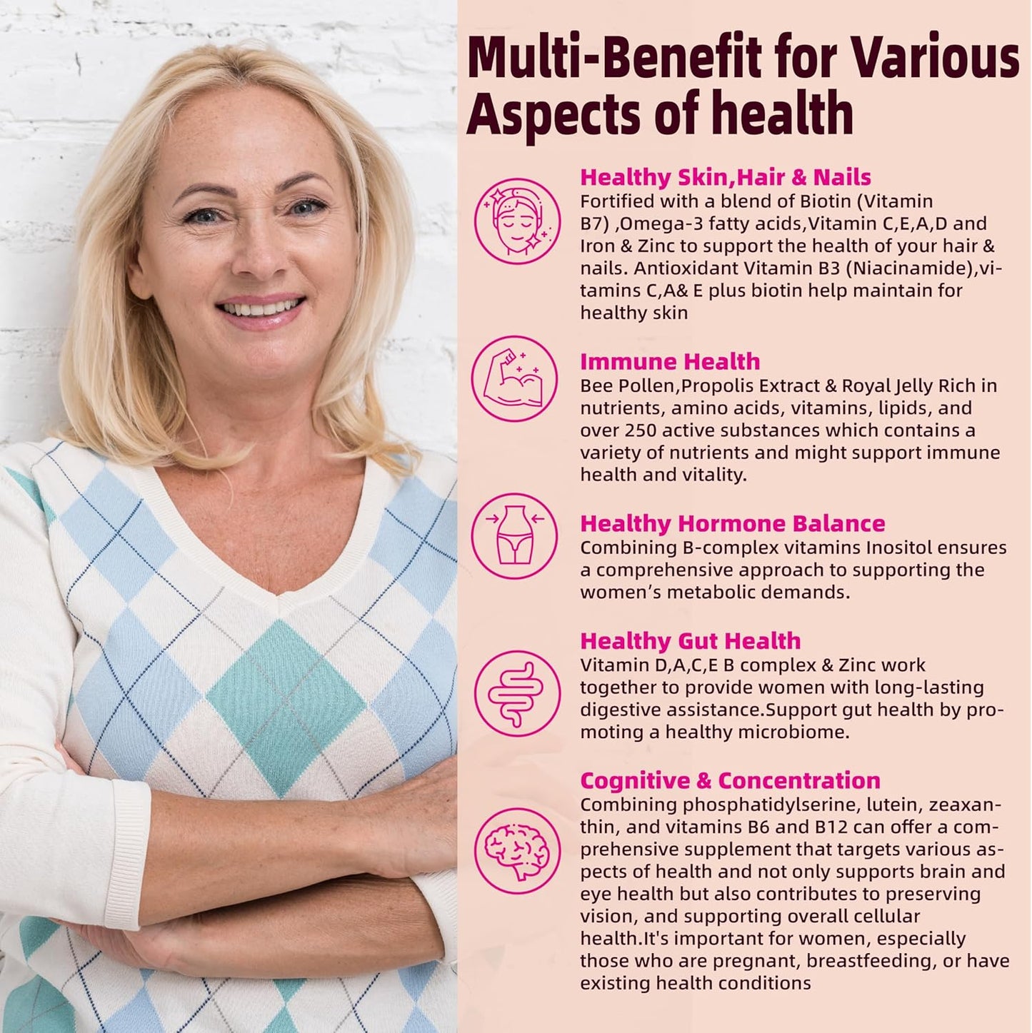 40+ Women's Multivitamin Gummies with Omega-3, B-Complex, and Vitamin D3 - Vegan, Sugar-Free, 120 Count