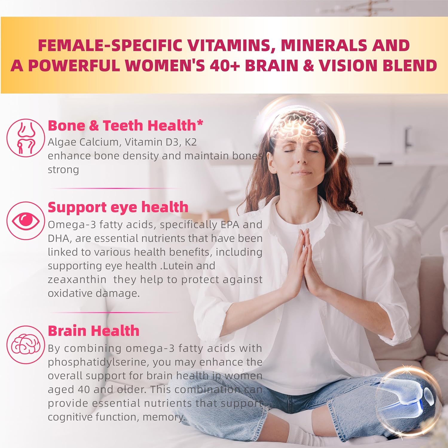 40+ Women's Multivitamin Gummies with Omega-3, B-Complex, and Vitamin D3 - Vegan, Sugar-Free, 120 Count