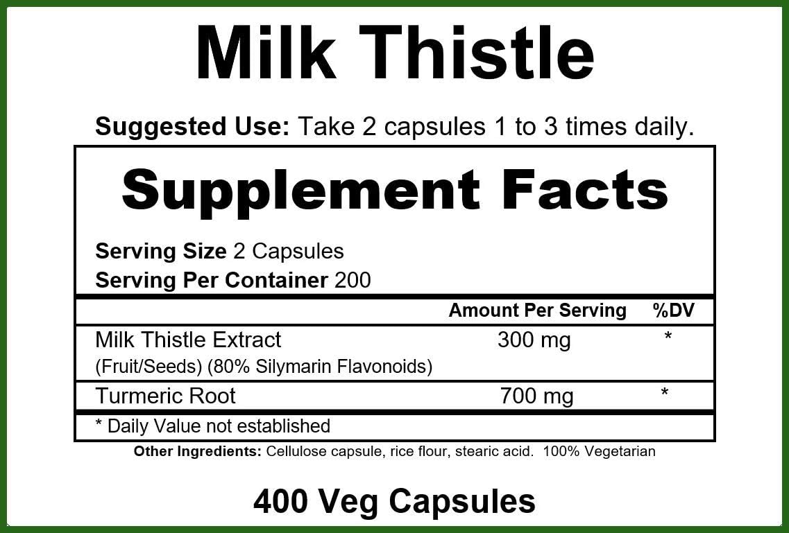 400 Capsules GreenPacks® High-Potency Milk Thistle Extract with Turmeric