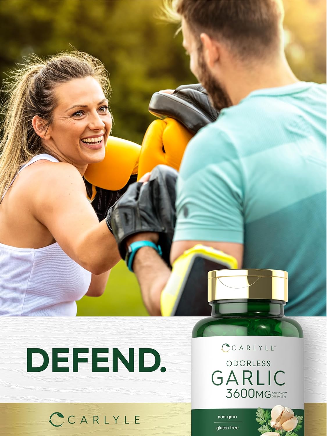 400 Count Carlyle Odorless Garlic Softgels - 3600 mg Allium Sativum Bulb Supplement, Non GMO, Gluten Free